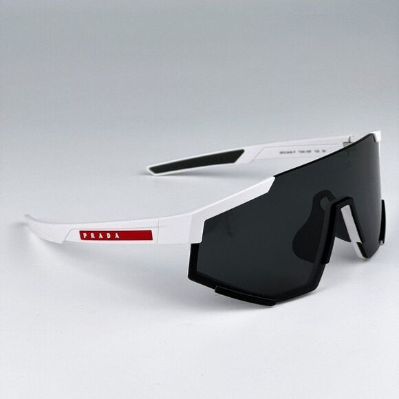 NEW Prada PS04WSF TWK06F White Rubber Dark Grey Rectangle Unisex Sunglasses - Picture 7 of 11